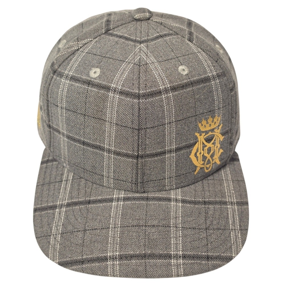 Reebok Conor McGregor CMG Snapback Hat Grey Plaid Gold Embroidery Cap